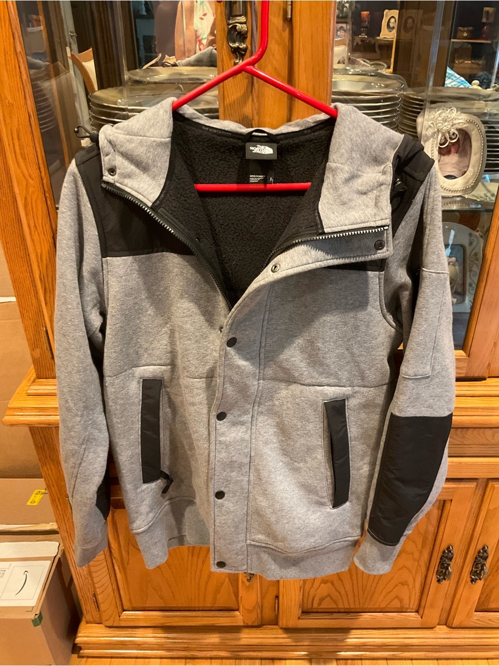 The North Face Men’s  Gray and Black Hooded Shirt Jacket